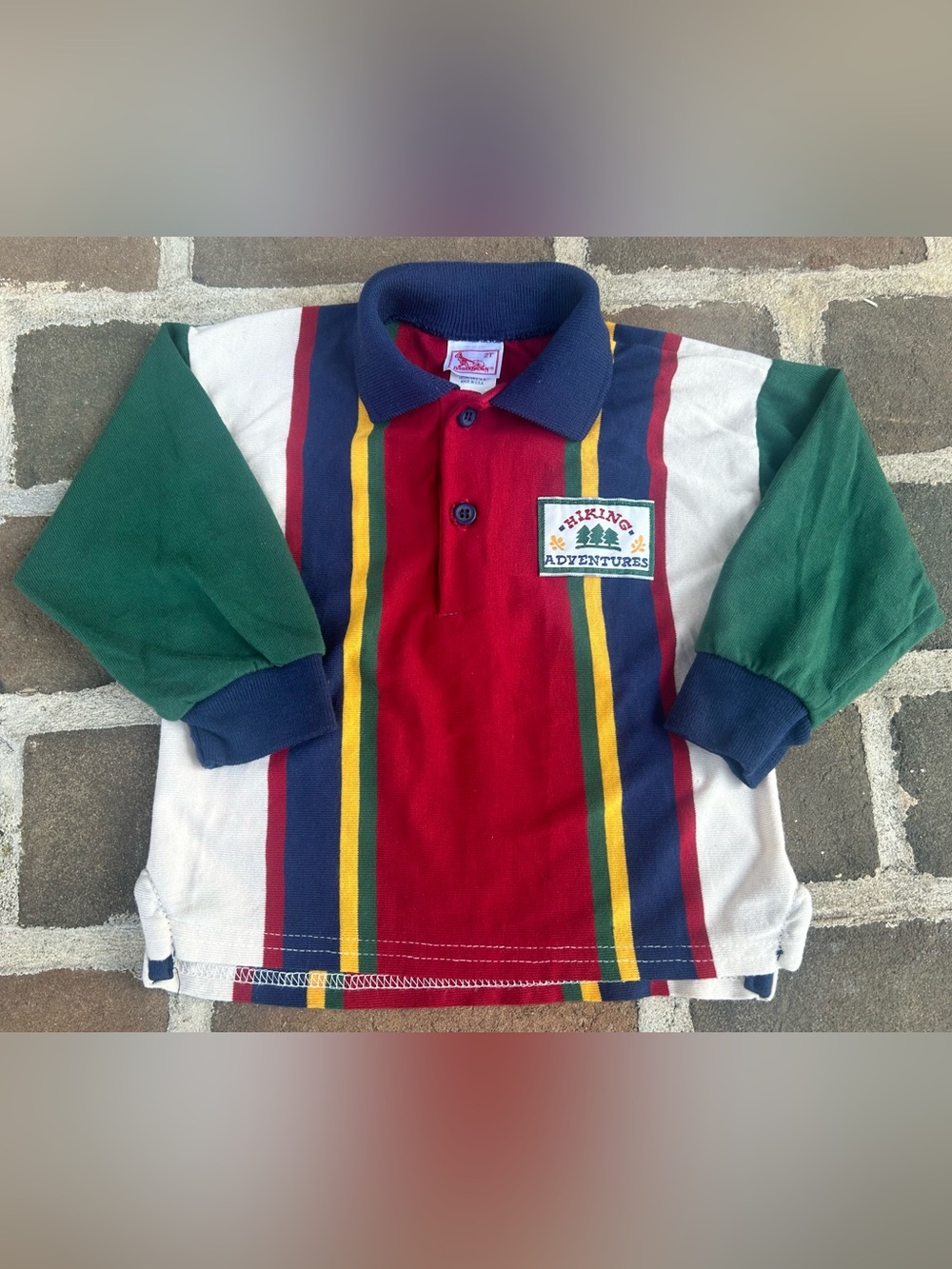 Vintage 80s 90s Buster Brown Hiking Adventures colorblock long sleeve rugby polo